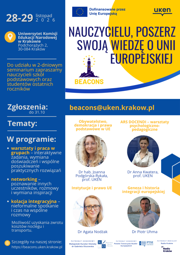 Seminarium w&nbsp;ramach projektu BEACONS – zapraszamy nauczycieli i&nbsp;studentów kierunków nauczycielskich